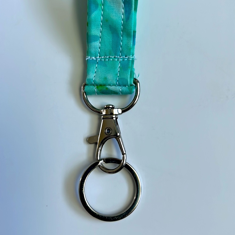 HAND CRAFTED Colorful Teal Fabric Wristlet Carrying Key Ring Accessory NWOT - Picture 5 of 10